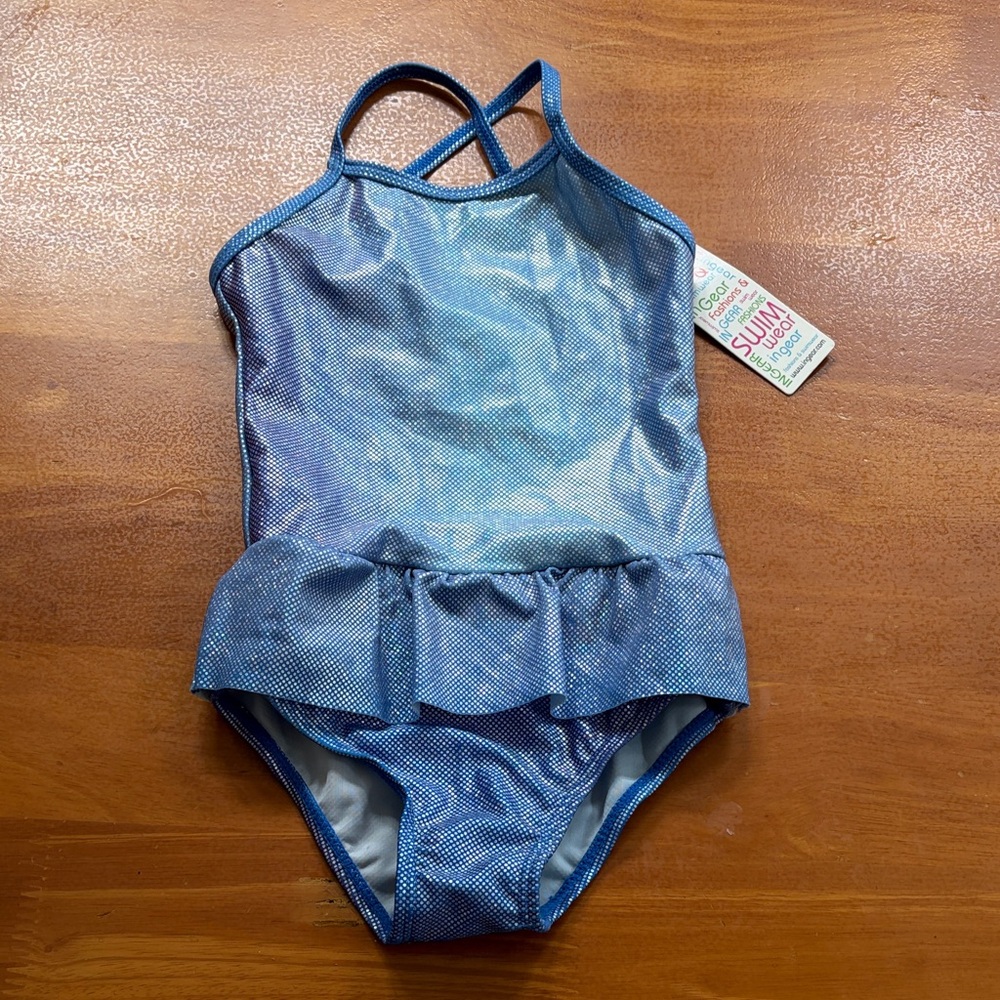 Ingear Shimmering Blue Kids One Piece Swimsuit